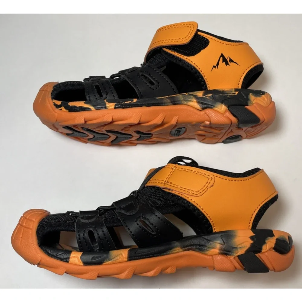 Nortiv8 Youth Kid's Closed Toe Toed Athletic Water Sandals Size 11 Black/Orange
